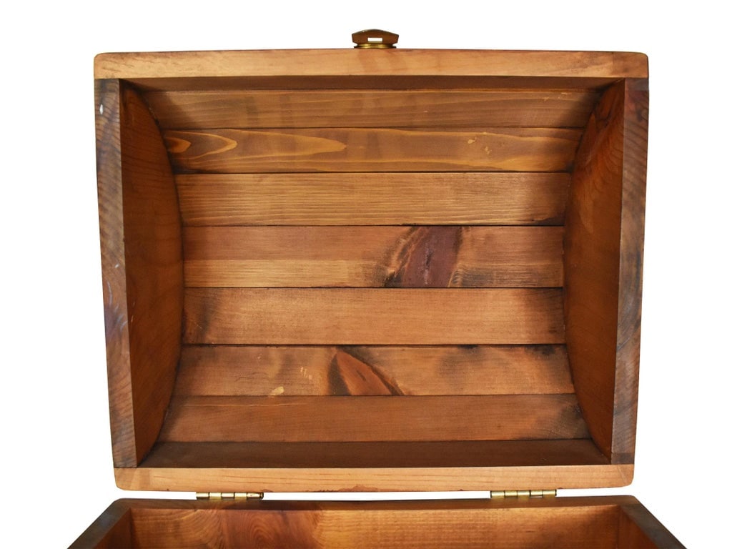 Vintage Handmade Hand Painted Solid Wood Dome Top Chest - 8