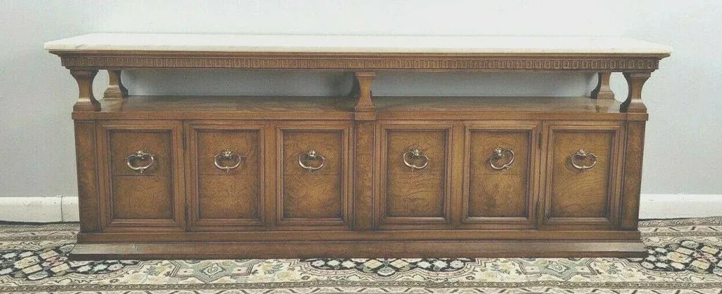 Mid-Century Modern Sideboard With Marble Top Floating Top Buffett Perfect Height for Large Screen Tv - 3