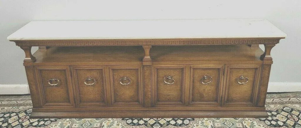 Mid-Century Modern Sideboard With Marble Top Floating Top Buffett Perfect Height for Large Screen Tv - 7