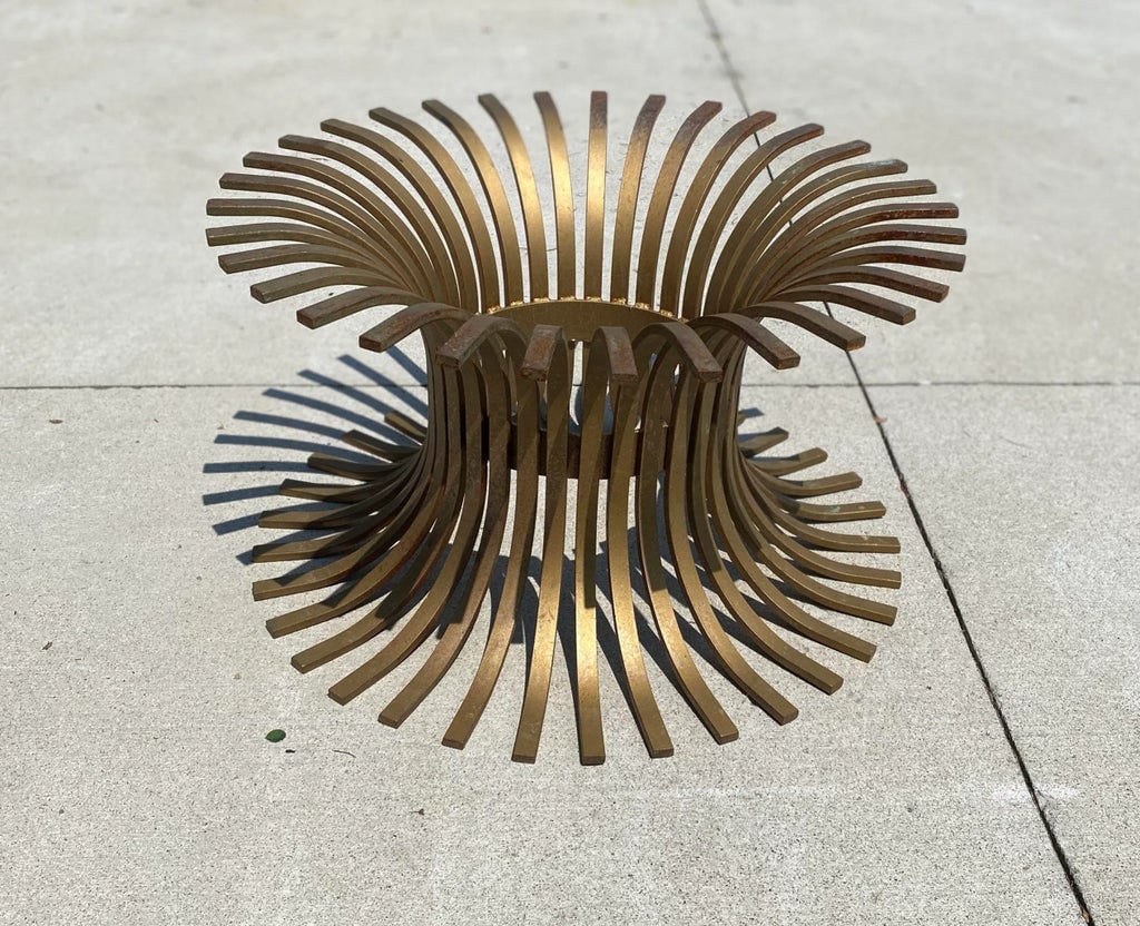 Mid-Century Gilt Iron Sheaf of Wheat Coffee Table Base - 5