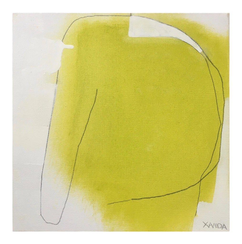 Contemporary Abstract Oil and Graphite on Canvas Paiting "Holding Thought" by Xanda McCagg: Oil and graphite on canvas. Edition: Unique, Unframed. McCagg's work is informed and influenced by formal elements such as line and space, which provide an underlying aesthetic vocabulary for her comp