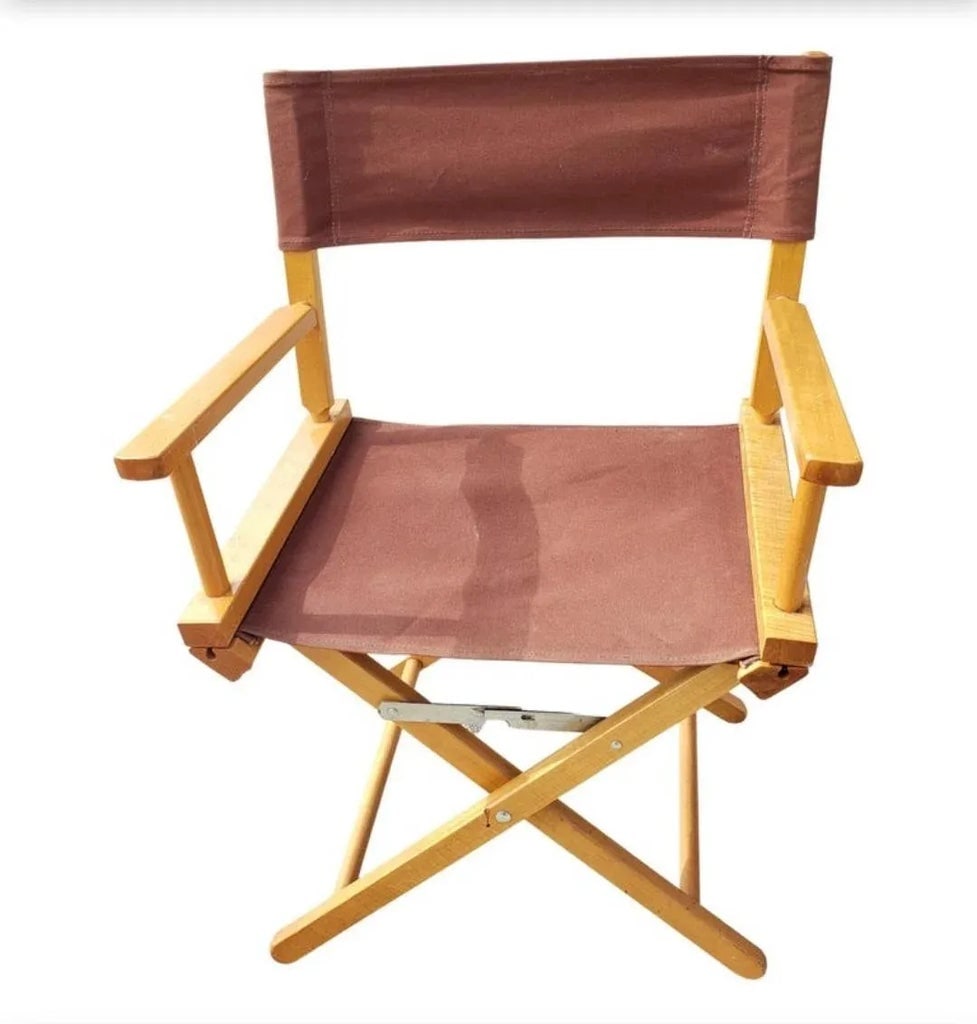 Vintage Solid Maple Directors Chairs With Brown Canvas Upholstery, a Pair - 5