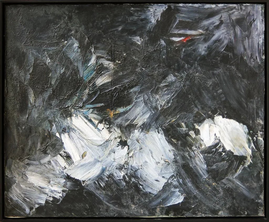 1962 Black and White Abstract Expressionist Painting by Stacha Halpern - 9