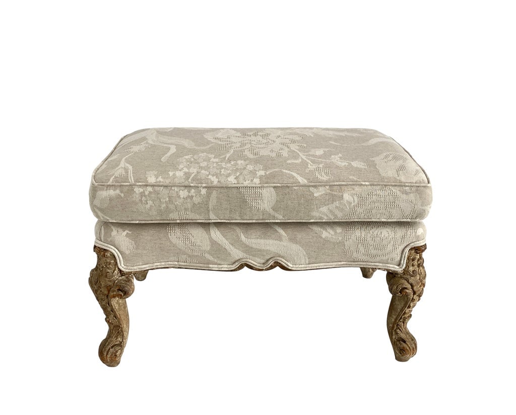 Louis XV Style Damask Ottoman - 2