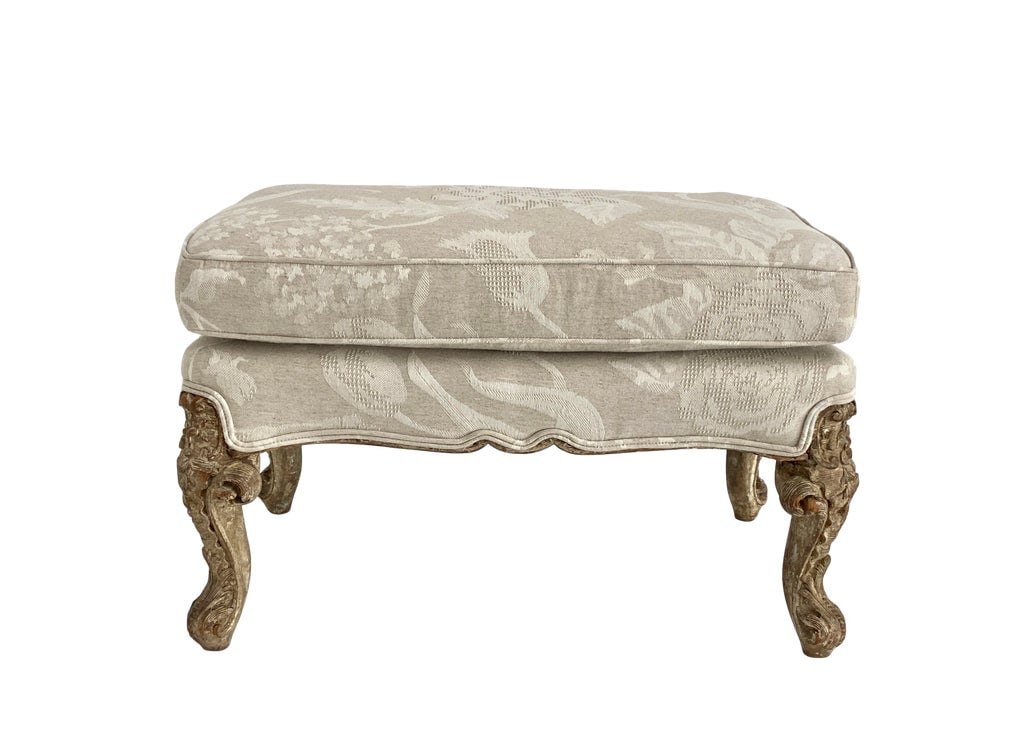 Louis XV Style Damask Ottoman - 7