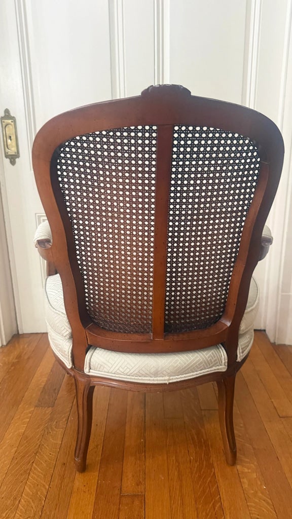 1990s Louis XV Style Carved Walnut Bergere Armchair With Cane Back, Boston Design Center - 7