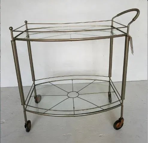 Vintage 2-Tier Glass Bar Cart - 7