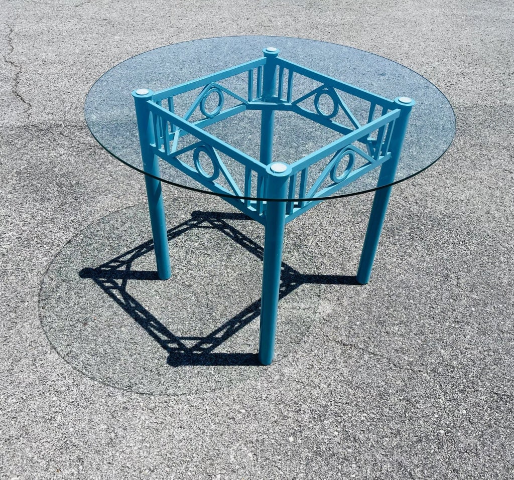 Vintage Mid Century Tropical Metal Dining Table With 4 Chairs - 4