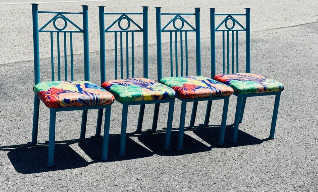 Vintage Mid Century Tropical Metal Dining Table With 4 Chairs - 6