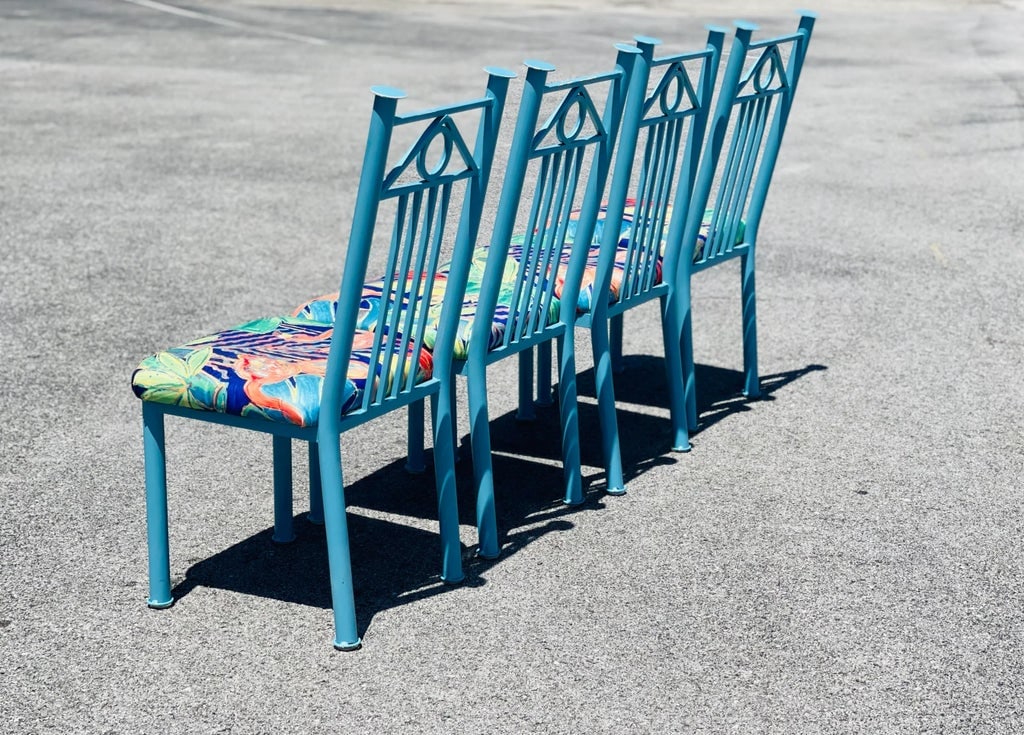 Vintage Mid Century Tropical Metal Dining Table With 4 Chairs - 9