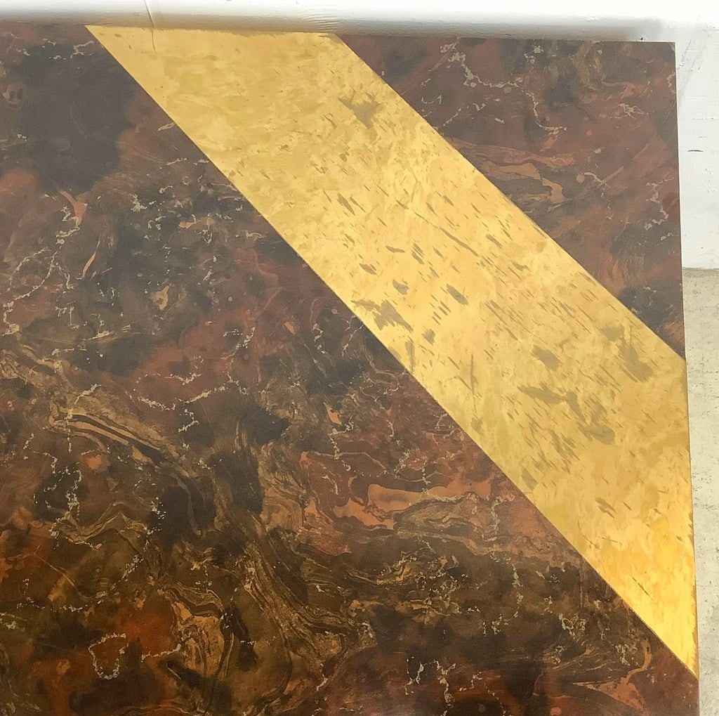 Vintage Modern Square Coffee Table With Brass Inlaid - 5