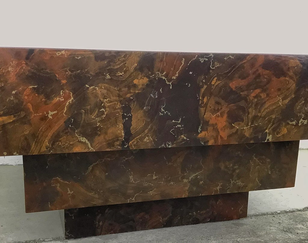 Vintage Modern Square Coffee Table With Brass Inlaid - 7