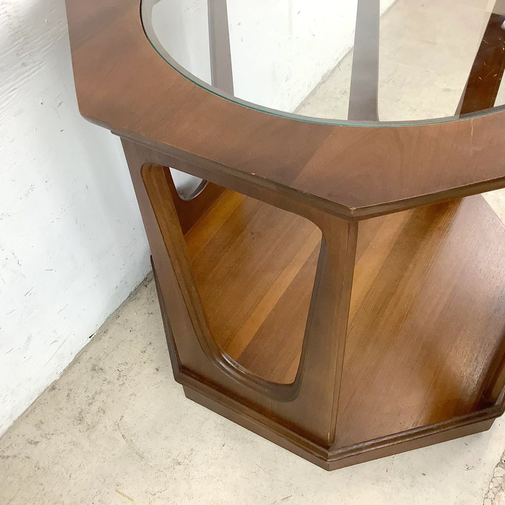 Mid-Century Walnut End Table- Octagonal - 10