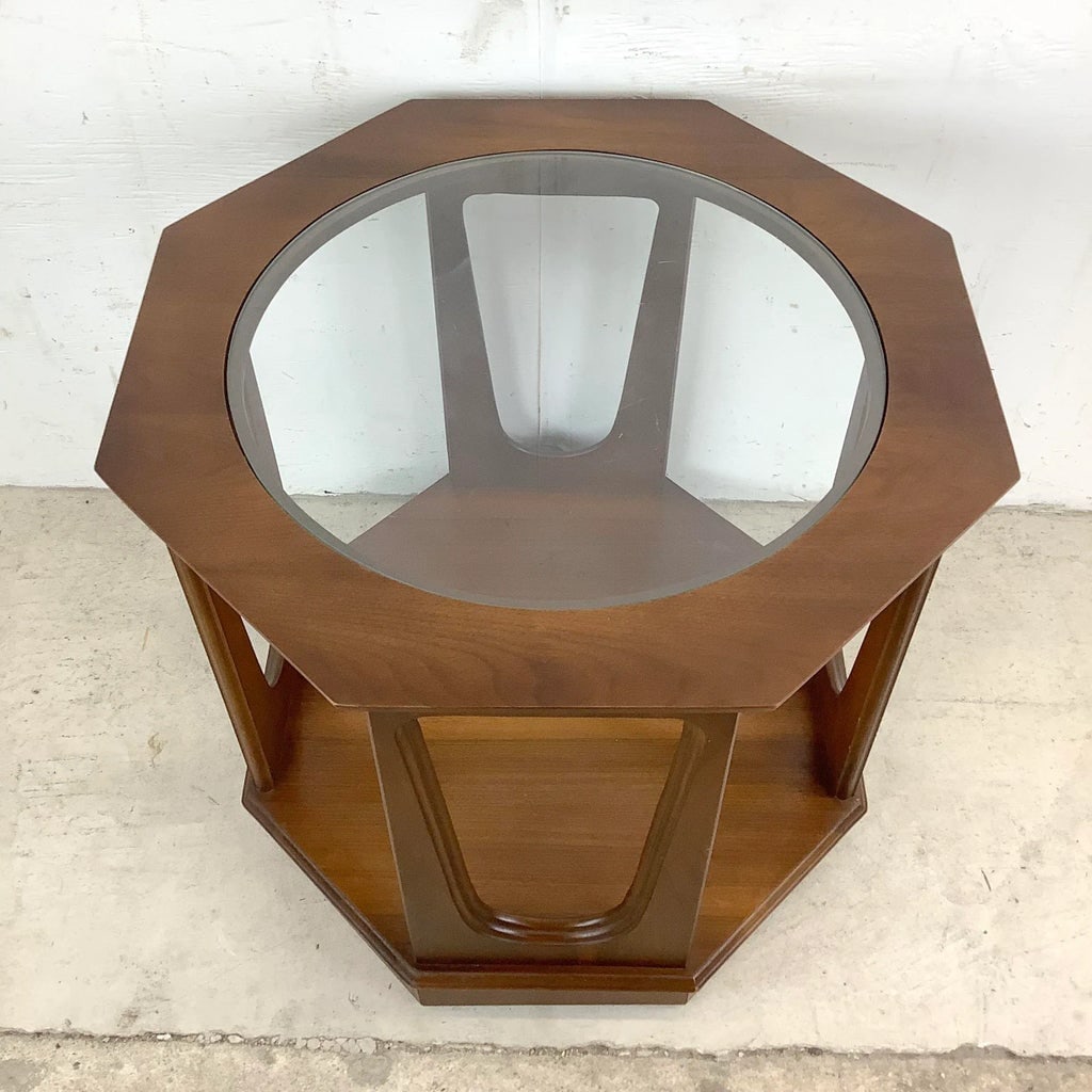 Mid-Century Walnut End Table- Octagonal - 5