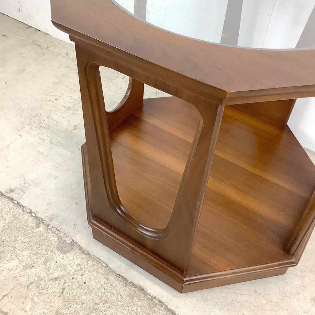 Mid-Century Walnut End Table- Octagonal - 8