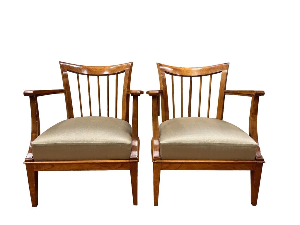 1950s Mid Century, French Walnut Armchairs, a Pair - 5