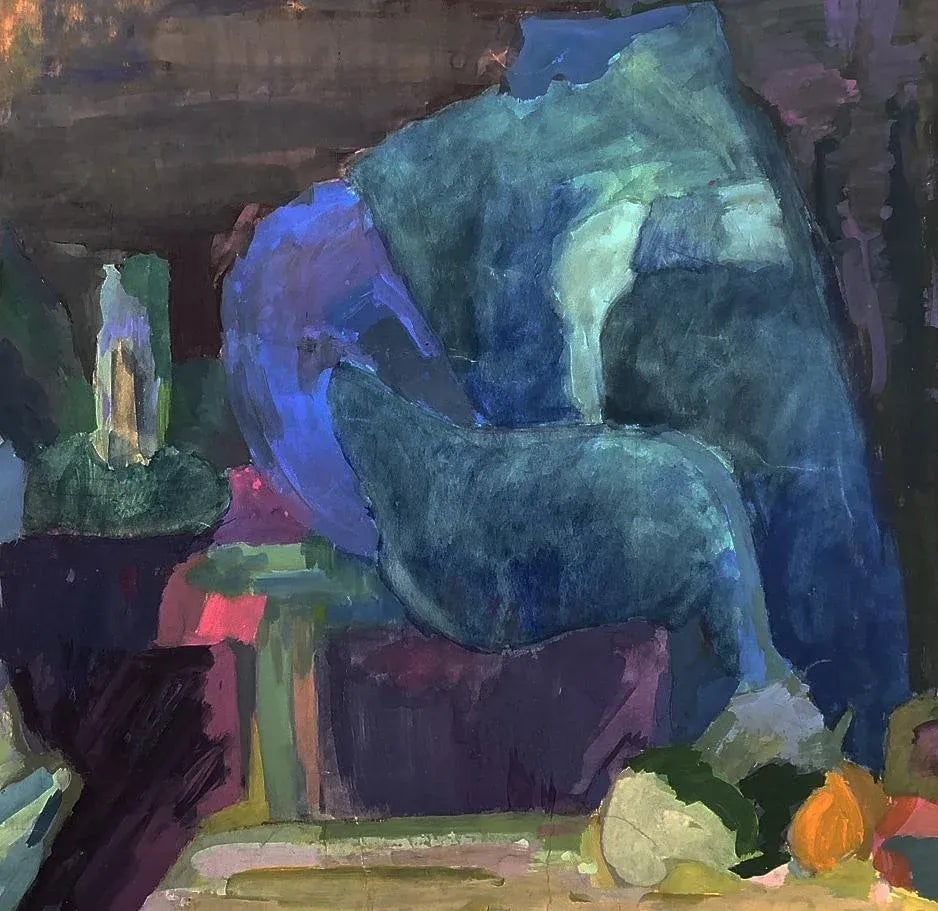 1970s "Ball" Abstract Tempera Painting by Joanna Salska - 2