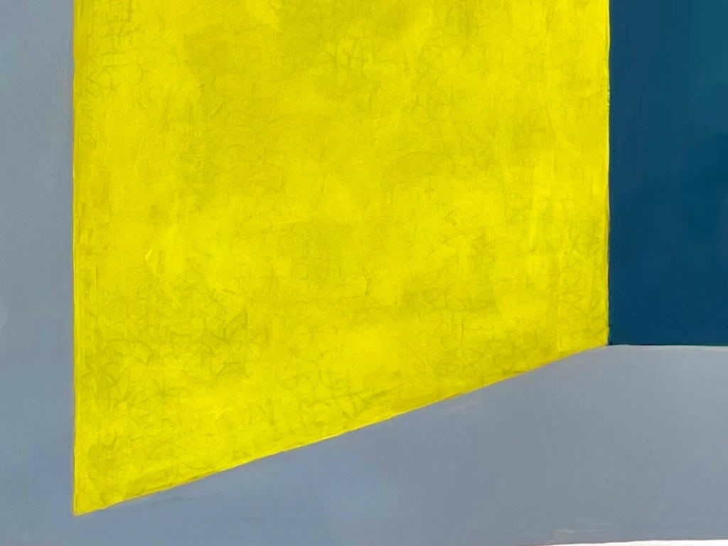 Geometric Abstract Painting in Yellow and Teal - 5