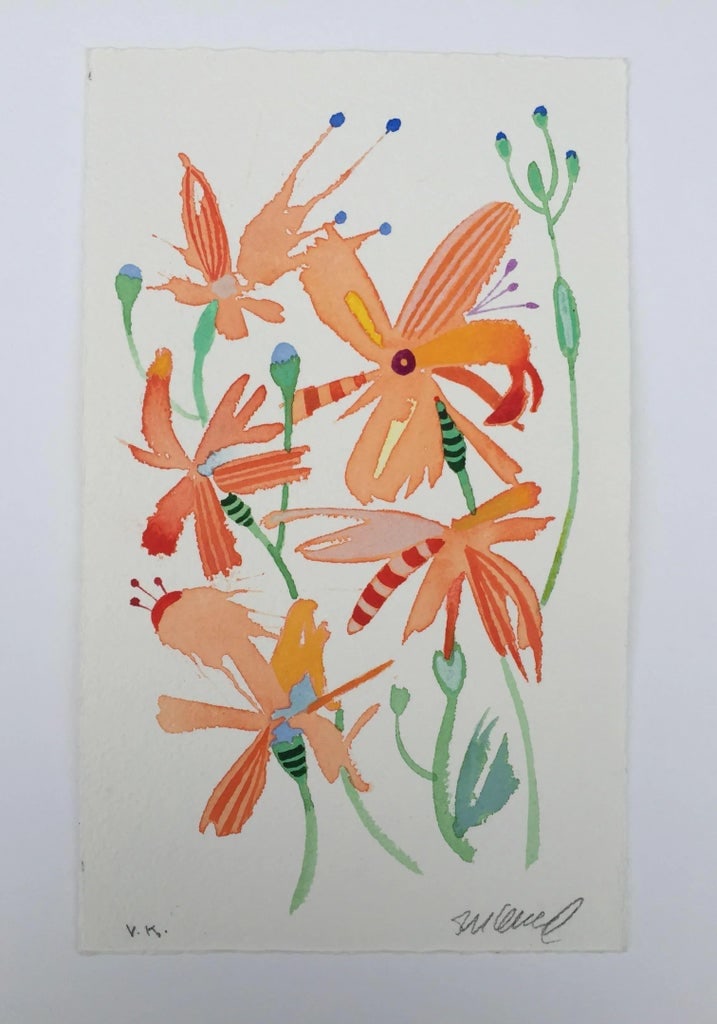 "Dragonfly Lilies 1" Watercolor Painting - 2