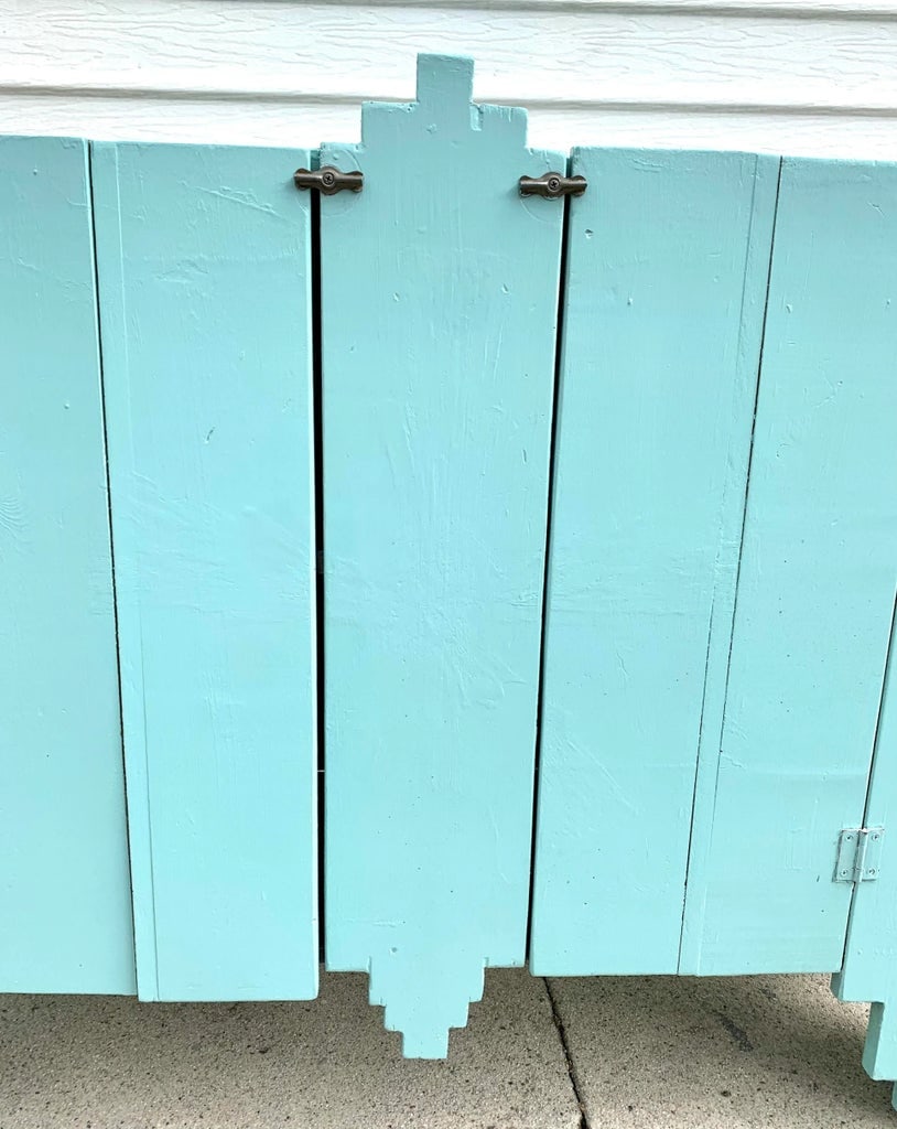 Mid 20th Century Vintage Southwestern Solid Wood Sideboard Cabinet in Turquoise - 4
