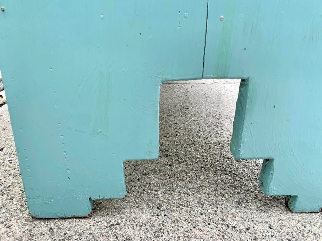 Mid 20th Century Vintage Southwestern Solid Wood Sideboard Cabinet in Turquoise - 7