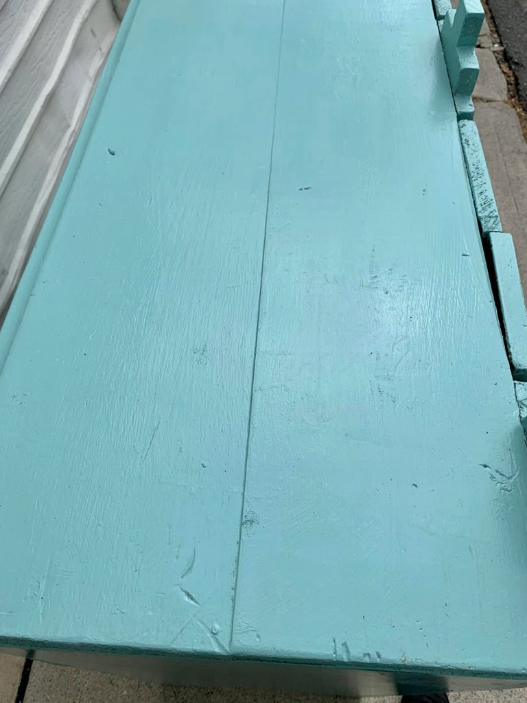 Mid 20th Century Vintage Southwestern Solid Wood Sideboard Cabinet in Turquoise - 9