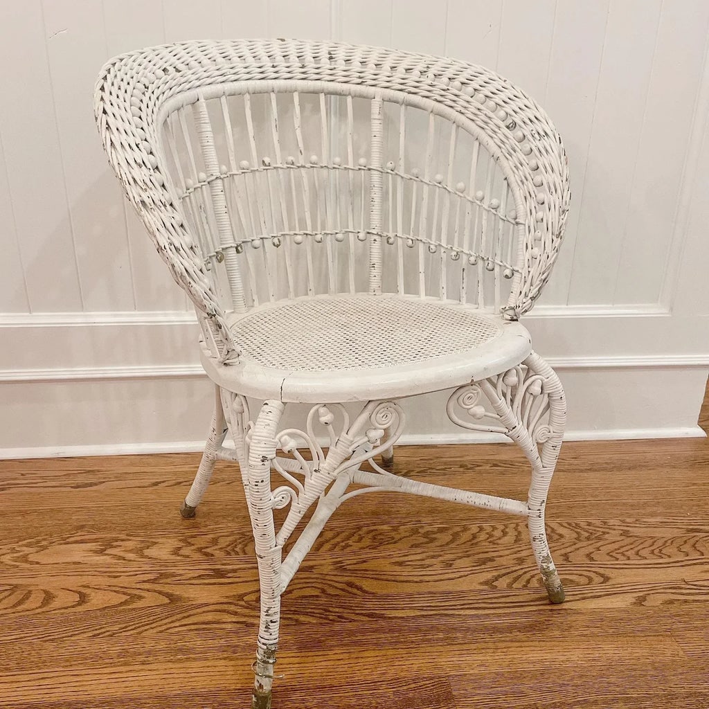 Late 19th Century Antique Victorian Ball and Stick Rattan Wicker and Cane Chair Attributed to Heywoo - 2