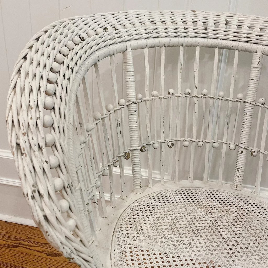 Late 19th Century Antique Victorian Ball and Stick Rattan Wicker and Cane Chair Attributed to Heywoo - 7