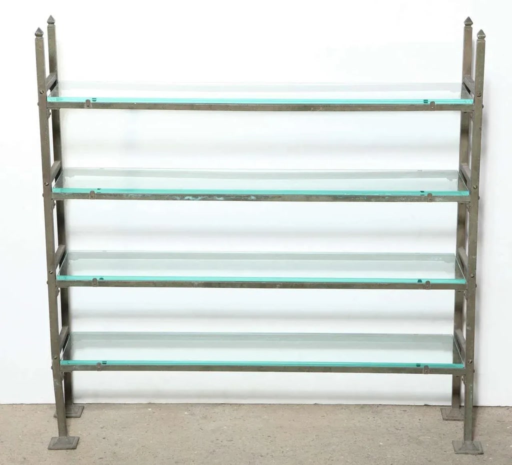 Late 19th Century Narrow Edwardian All Brass Etagere with Four Beveled Glass Shelves - 2