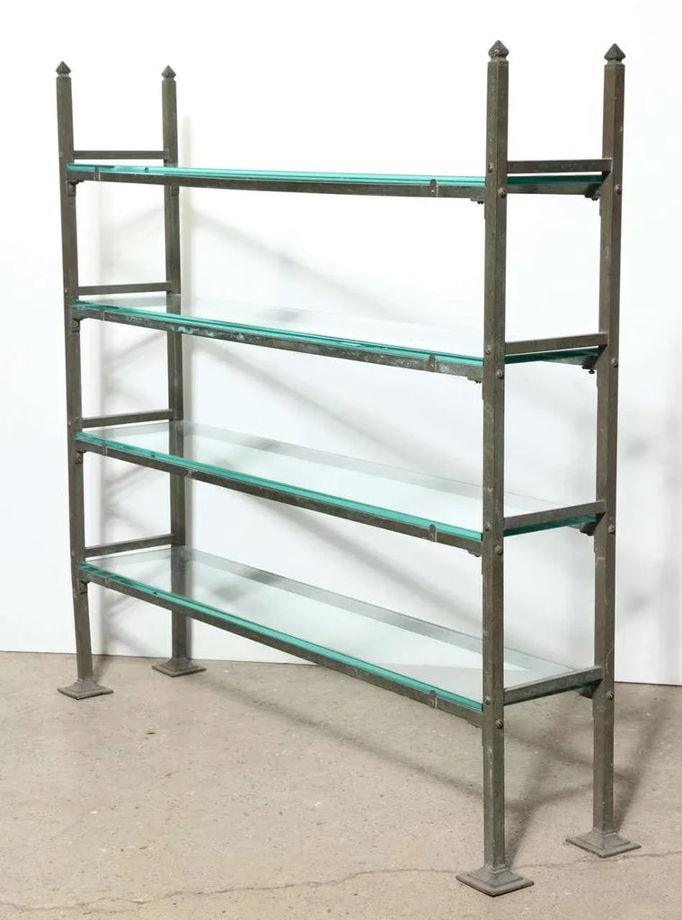 Late 19th Century Narrow Edwardian All Brass Etagere with Four Beveled Glass Shelves - 7