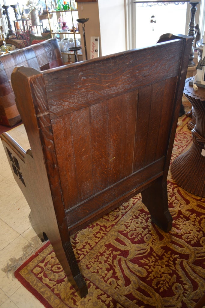 Antique English Dark Oak Large Deep & Wide Bishop's Throne Chair Deacons Bench - 8