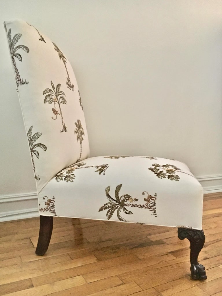 1940s Vintage Carved Ball & Claw "Palm Tree" Slipper Chair - 2