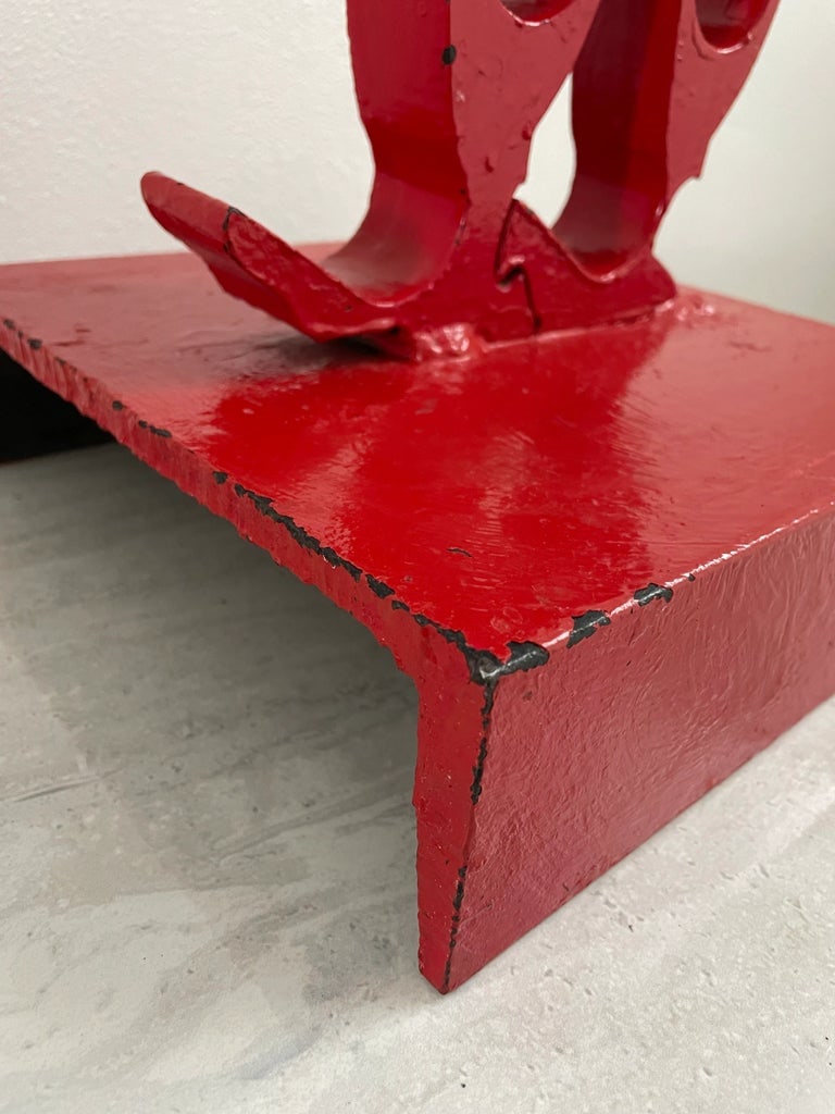 Late 20th Century Postmodern Red Metal Art Sculpture - 7