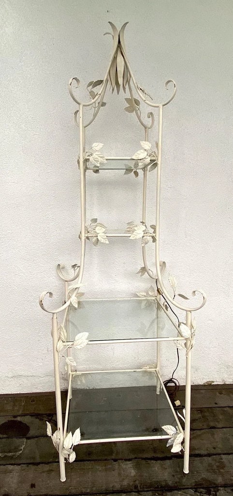 Mid 20th Century Vintage Hollywood Regency/Chinoiserie Style Iron Pagoda Etagere Tower With Light - 7