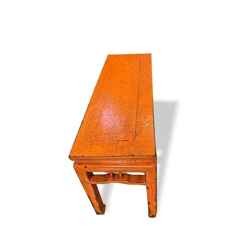 1980s Asian Crackle Spring Bench-Red - 5