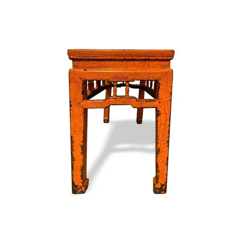 1980s Asian Crackle Spring Bench-Red - 6