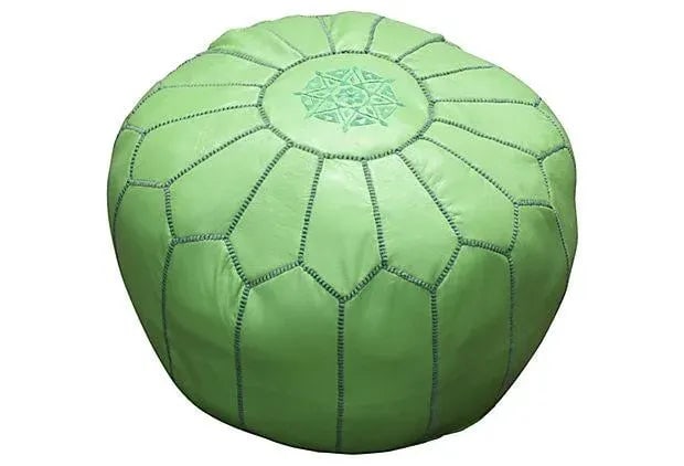 Late 20th Century Moroccan Embroidered Pistachio Pouf - 2