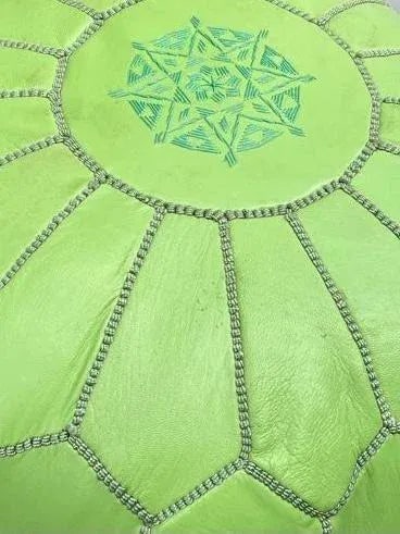 Late 20th Century Moroccan Embroidered Pistachio Pouf - 6