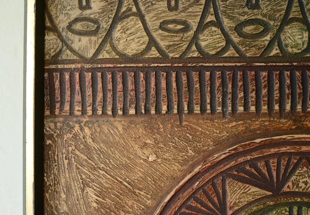 Mid-Century Primitive Faux Wood Carving Wallhanging - 6