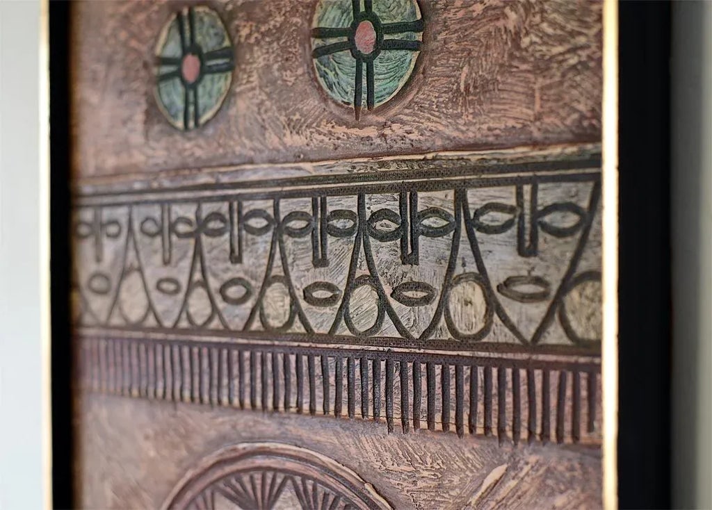 Mid-Century Primitive Faux Wood Carving Wallhanging - 7