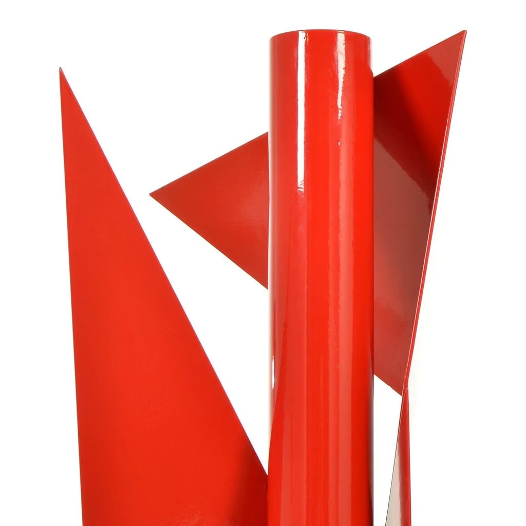 1990s Large Geometric Red Steel Sculpture by Betty Gold - 7