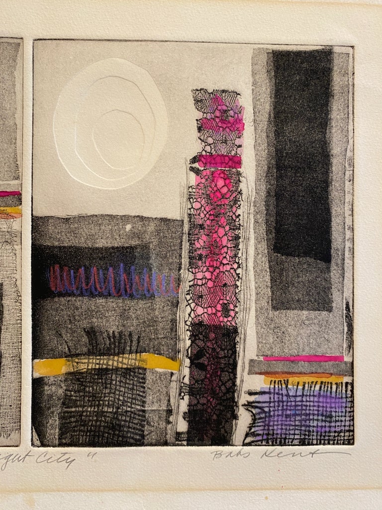 1960s Babs Kent Midnight City Mixed Media Etching - 2
