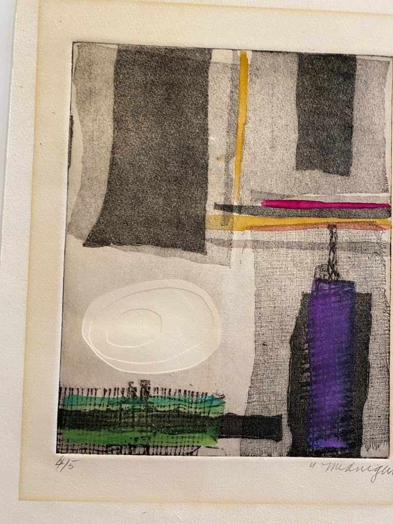 1960s Babs Kent Midnight City Mixed Media Etching - 7