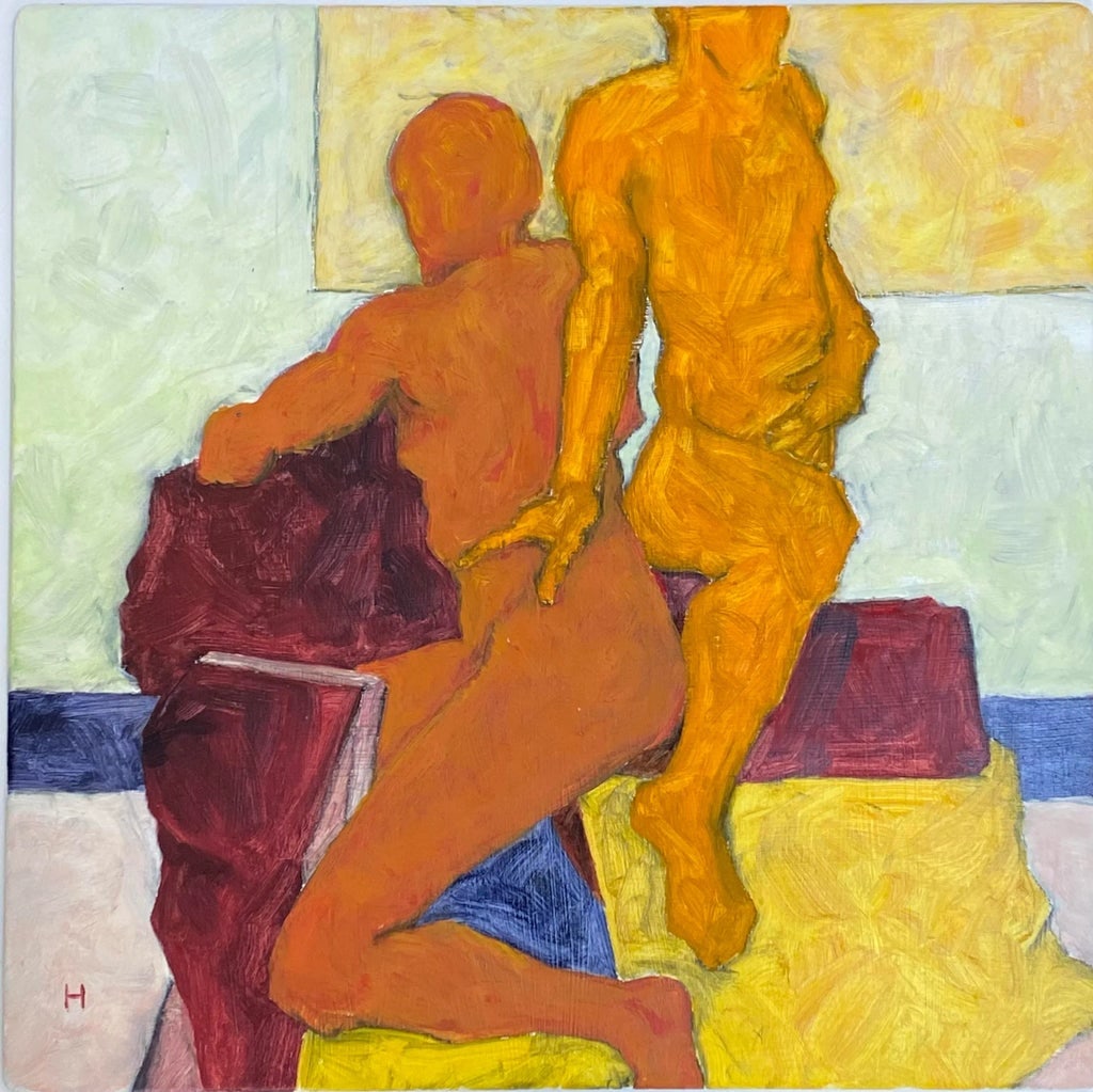 Abstract Oil on Masonite Painting of Two Male Nudes by Jon Hall 2010 - 3