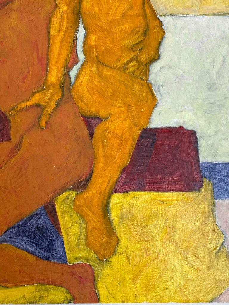 Abstract Oil on Masonite Painting of Two Male Nudes by Jon Hall 2010 - 4
