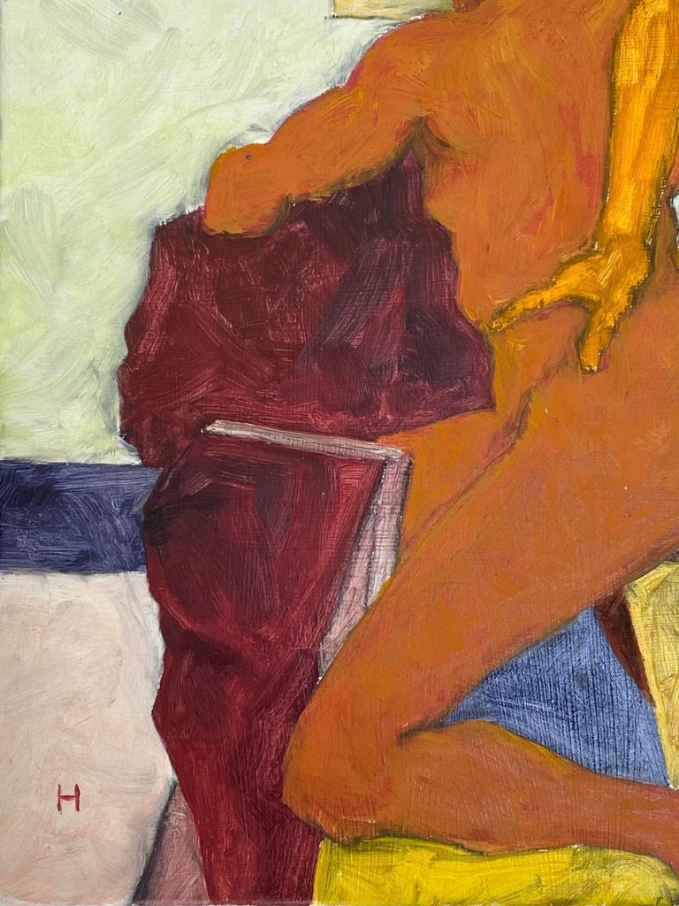 Abstract Oil on Masonite Painting of Two Male Nudes by Jon Hall 2010 - 6