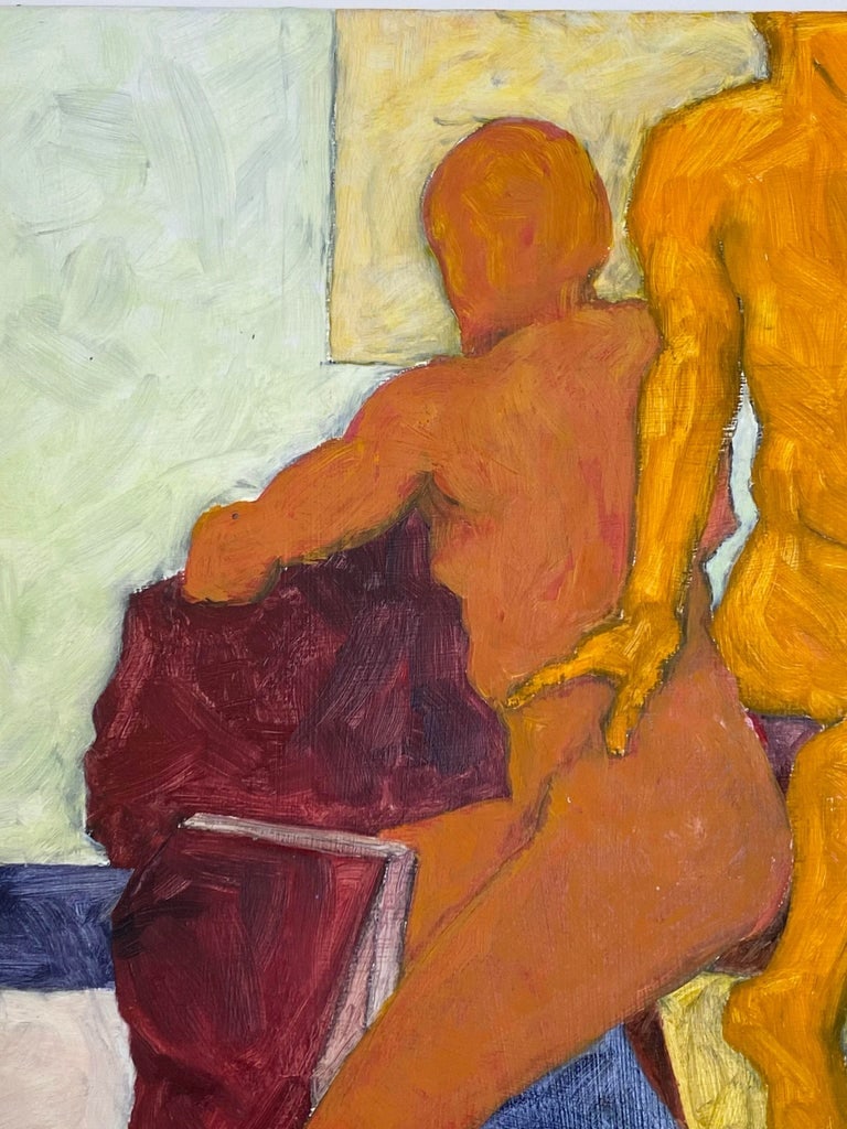 Abstract Oil on Masonite Painting of Two Male Nudes by Jon Hall 2010 - 7