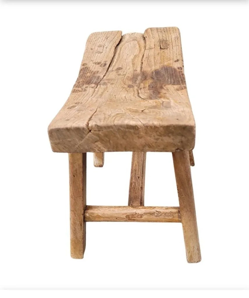 19th Century Chinese Elm Rustic Primitive Brutalist Stool - 2