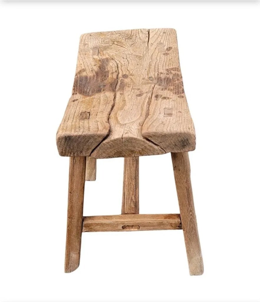 19th Century Chinese Elm Rustic Primitive Brutalist Stool - 3