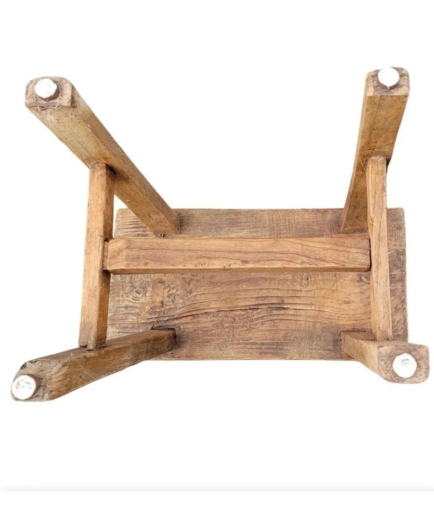 19th Century Chinese Elm Rustic Primitive Brutalist Stool - 5